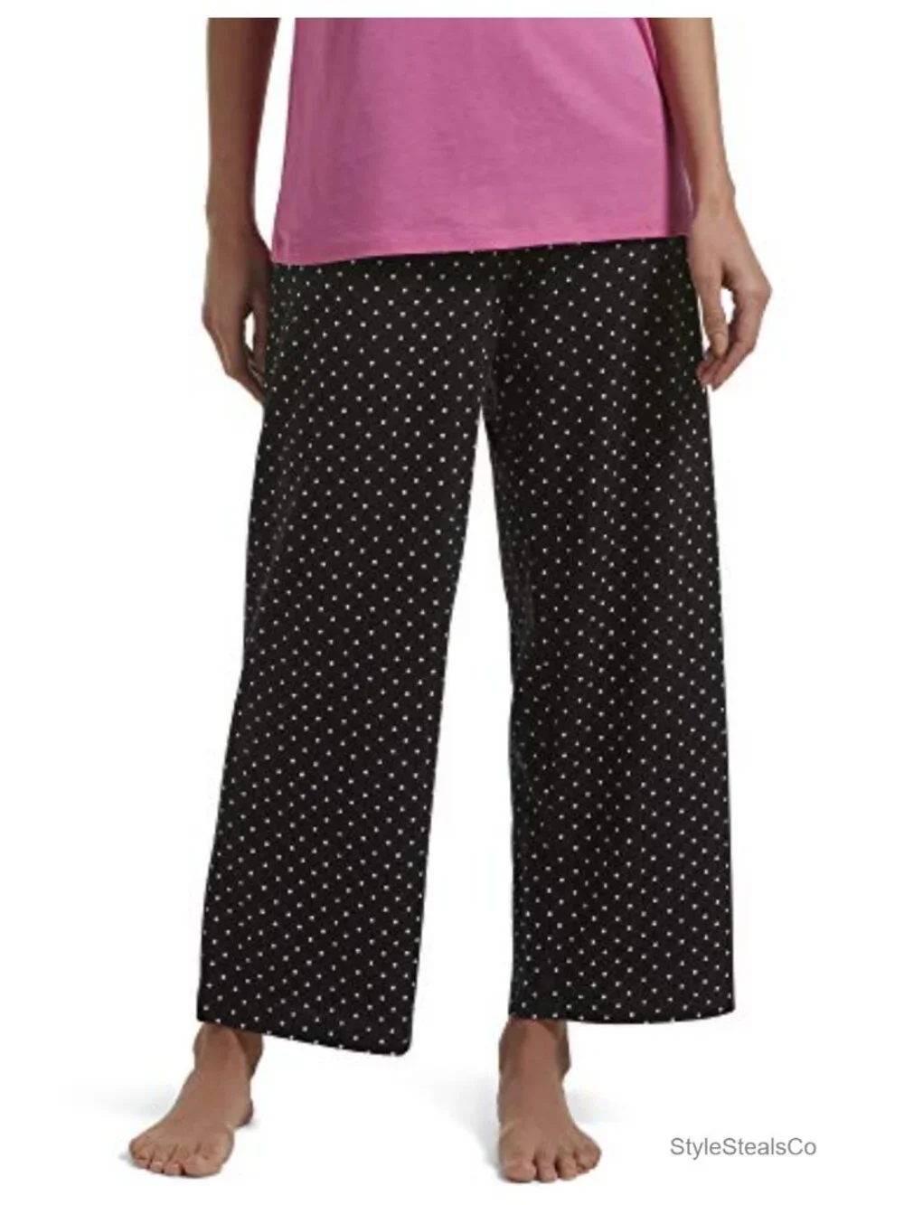 Women's Printed Knit Long Pajama Sleep Pant with Drawstring